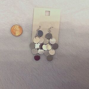 Pretty tiered silver coloured dangle earrings